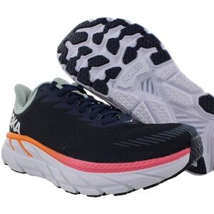 Hoka Women's Clifton 7 - Black and Pink Athletic Shoes